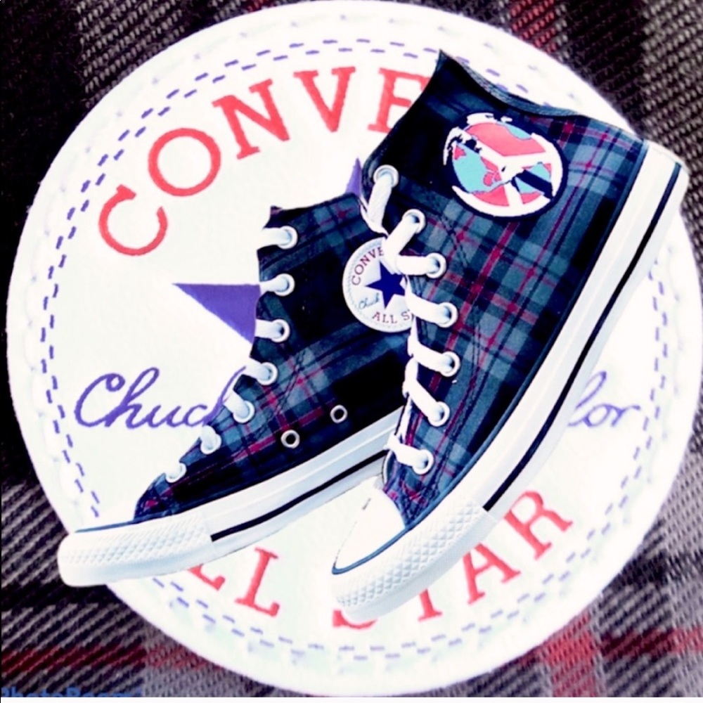 Sale 5 Star NWT HTF Converse CT Peace Plaid Hi - Picture 11 of 13